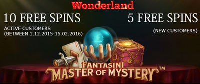 Wonderland Casino no deposit free spins