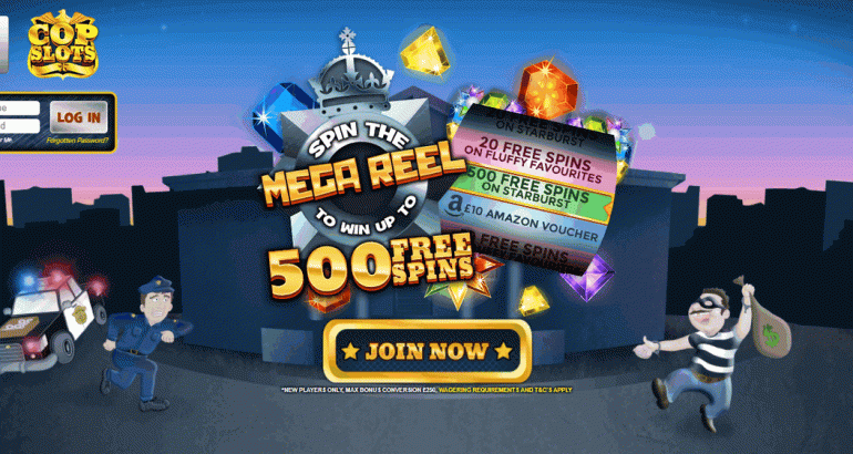 Copslots up to 500 free spins netent copslots uk casino huge bonus new players