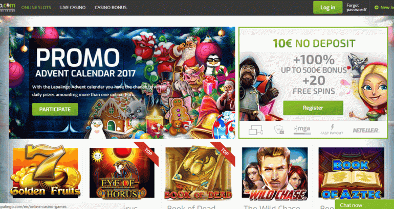 Lapalingo Casino Advent Calendar 2017 lapalingo 10 eur no deposit 20 free spins bonus