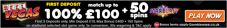 reelvegas casino 50 bonus spins 100 bonus uk