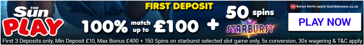 thesunplay casino 100 bonus spins uk 2018