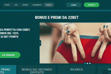22bet sport bonus del 122% + 22 bet points