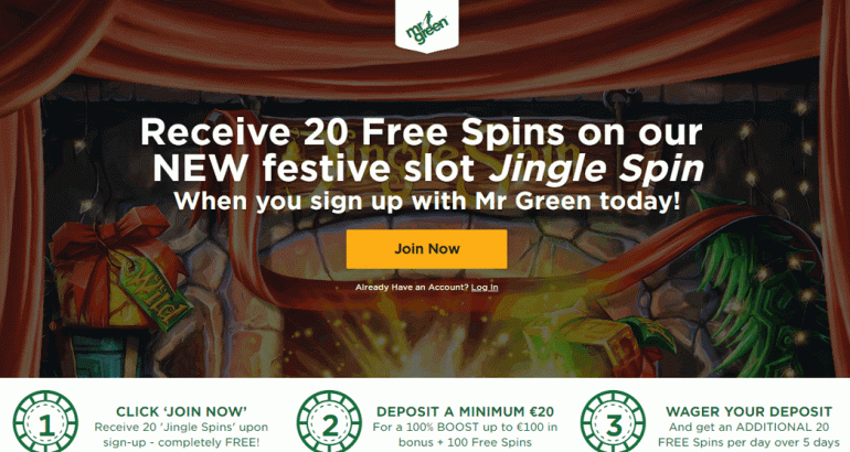 MrGreen Casino Exclusive 20 no deposit free spins netent mrgreen exclusive christmas no deposit free spins money