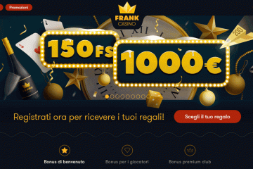 Frankcasino 150 spin gratuiti + 1000€ Bonus di benvenuto
