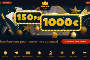 Frankcasino 150 tours gratuits + 1000€ bonus de bienvenue