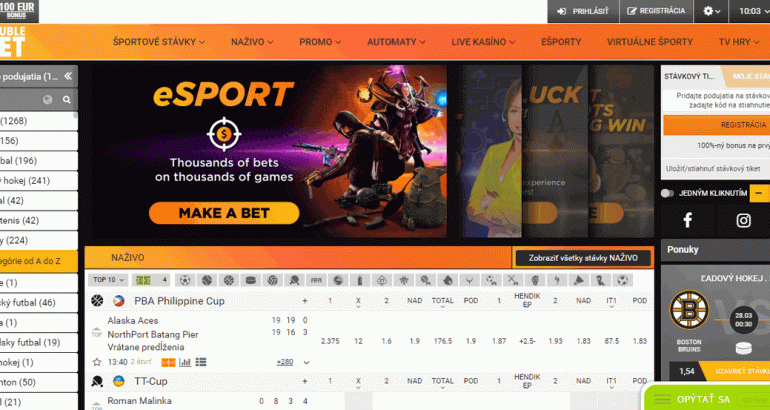 doublebet sk dbbet sportove stavky nazivo live kasino