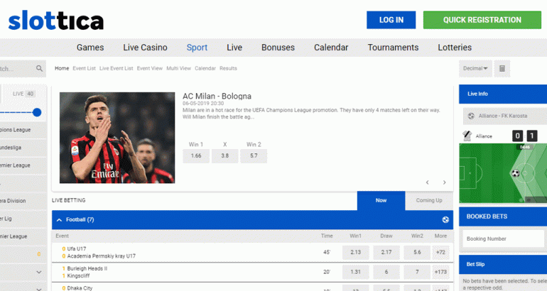 Slottica Sportsbook 100% Bonus Cashback & Betedit slottica sport bookie no deposit free bet bonus