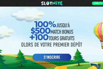 Slotnite Casino 100 tours gratuits + 500$ Match Bonus Slotnite Casino 100 tours gratuits + 500$ Match Bonus