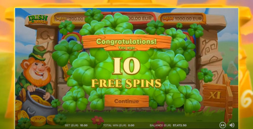 Irish Pot Luck gratis spin bonus highroller free