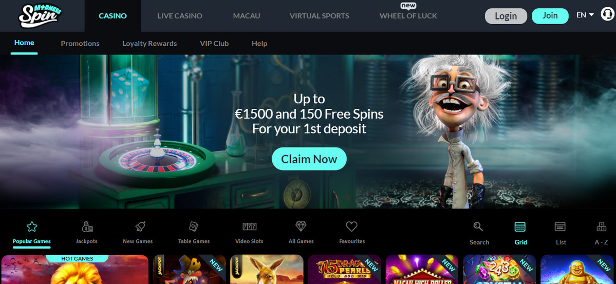 spin madness 50 free spins