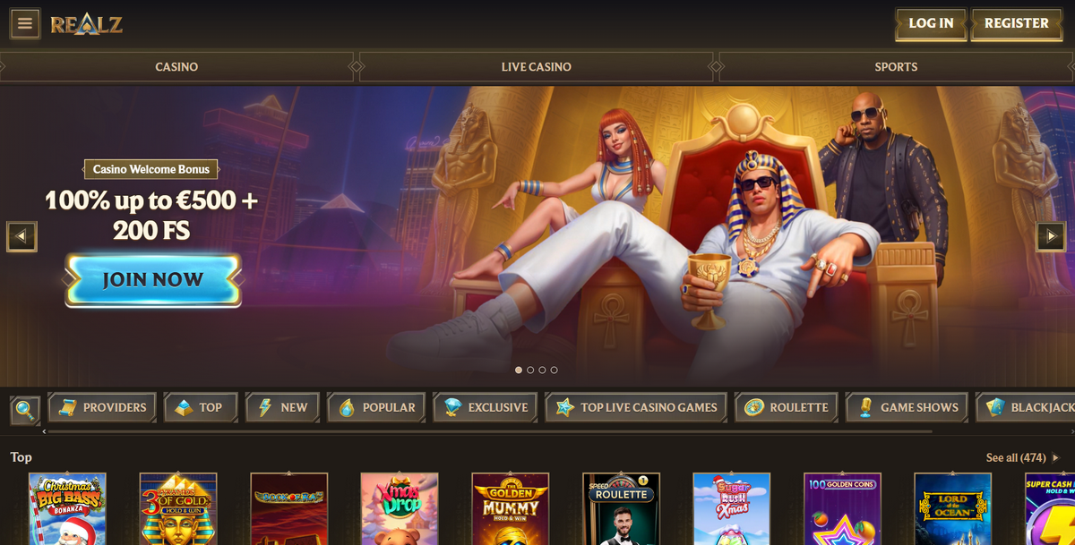 Realz Casino no-deposit promo code visual