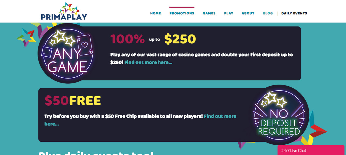 Primaplay 50 Free No Deposit Coupon Code WFCasino