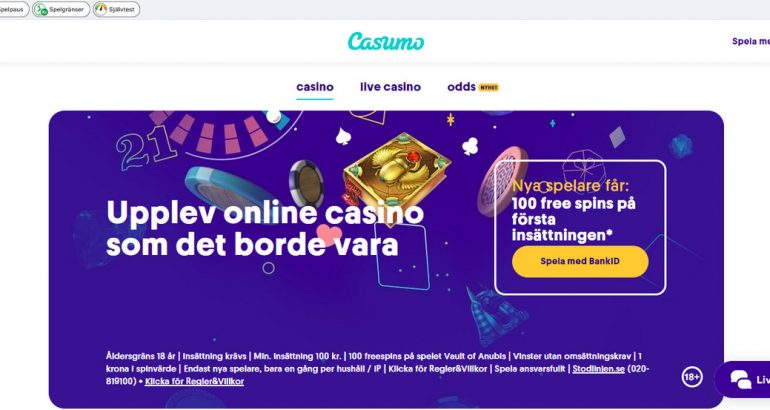 Casumo sweden casino odds spela nya