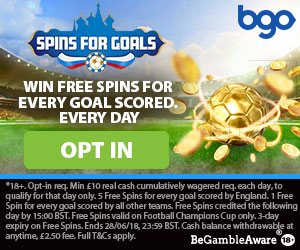 bgo casino free spins world cup every goal scored