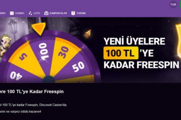 DiscountCasino Yeni Üyelere 100 TL’ye Kadar Freespin kodu gir DiscountCasino Yeni Üyelere 100 TL’ye Kadar Freespin kodu gir