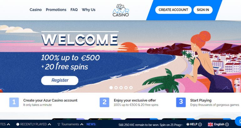 Azurcasino 20 free spins & 500 EUR Welcome Bonus Azurcasino no deposit bonus code freispiele